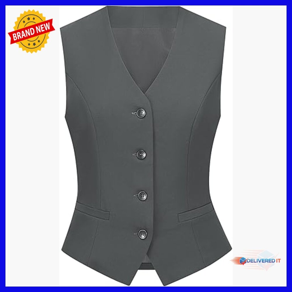 Slim Fit V-Neck Sleeveless Waistcoat Business Casual Vest Polyester Spandex